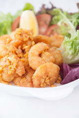 Deep fried garlic peawns