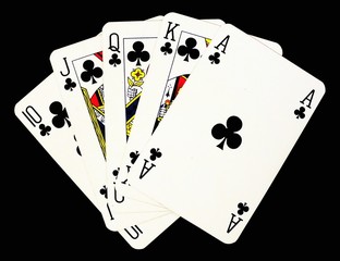 Playing cards, royal flush