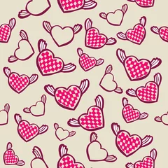 Gordijnen romantic seamless pattern with hearts, vector © Markovka
