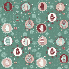 Mitten seamless pattern. Copy square to the side and you'll get