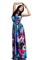 beautiful fashionable woman on white background