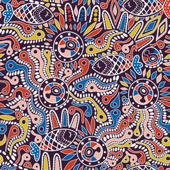 Ethnic seamless pattern. Copy square to the side and you'll get