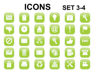set of green square icons with rounded corners