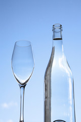 bottle of water and wine-glass