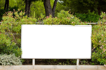 blank billboard garden - obrazy, fototapety, plakaty