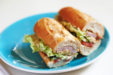 fresh meat and vegetables sandwiches