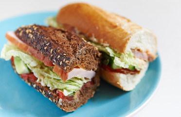 fresh meat and vegetables sandwiches