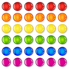 Glossy buttons with shadows in rainbow colors