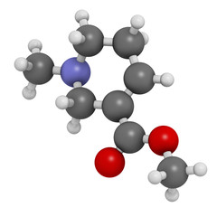 Arecoline areca nut stimulant compound, chemical structure.