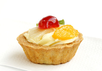 Closeup of delicious fresh fruit tart