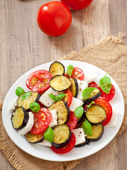 eggplant salad with tomato and feta cheese