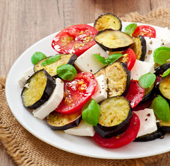 eggplant salad with tomato and feta cheese
