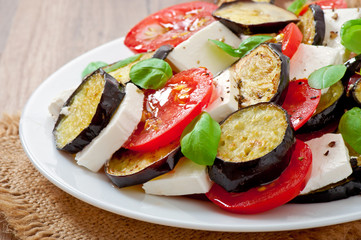 eggplant salad with tomato and feta cheese