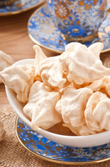 White-cream meringue on plate