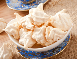 White-cream meringue on plate