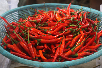 Red chili in the basket