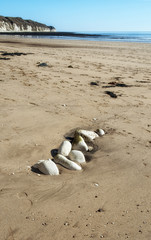 Stones Laid in the sand of Danes Dyke Beach