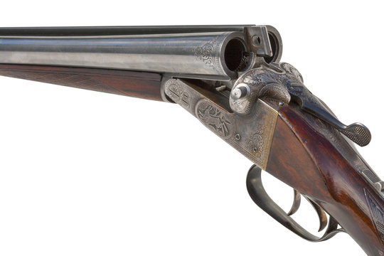 Double-barreled Old Shotgun Closeup