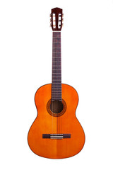 Obraz na płótnie Canvas Drewniane gitara akustyczna na białym tle