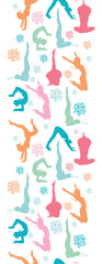 Vector fun workout fitness girls vertical seamless pattern