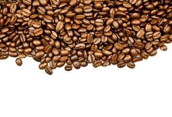beans of coffee isolated on white background