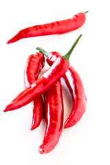 Hot red chilli pepper on a white background