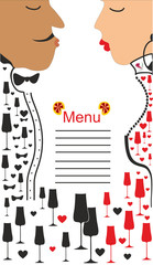 The restaurant's menu.A man and a woman.Vector illustration