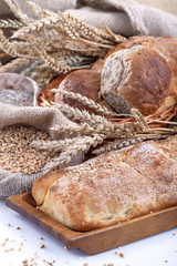 Various types of bread and cereals