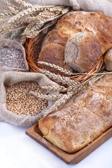 Various types of bread and cereals