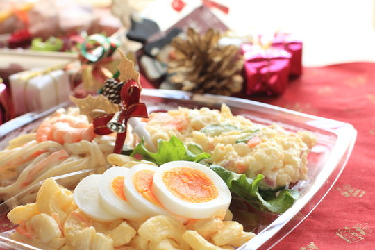 Egg salad and ornaments for Christmas image