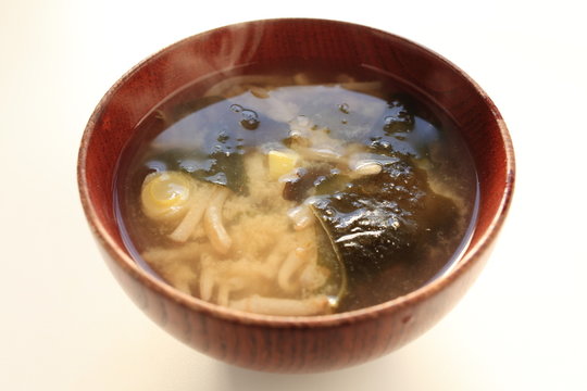 soy sprout and seaweed miso soup