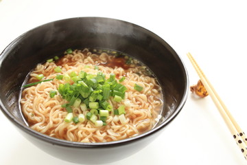 japanese food, ramen noodles with scallions,