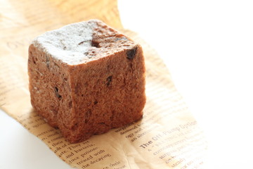 home bakery, chocolate cube bread