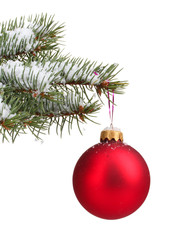 Obraz na płótnie Canvas Christmas ball na pojedyncze drzewa na białym tle