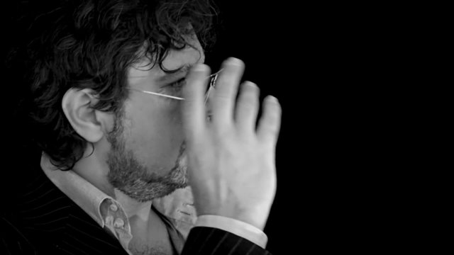 Old man mafia killer look in camera angry