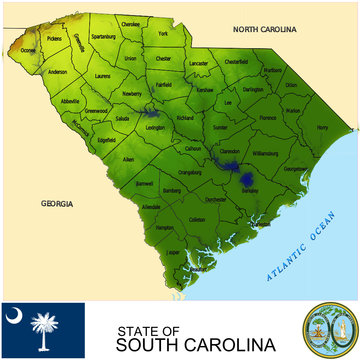 South Carolina USA counties name location map background