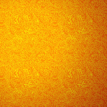 Abstract Orange Seamless Pattern With Floral Background.