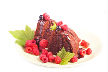 chocolate cake with fresh berry