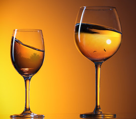 two wine glasses