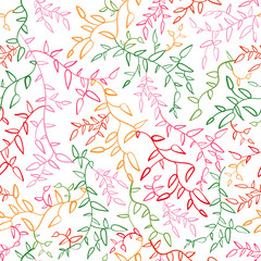 Fototapeta na wymiar Floral seamless pattern with leaf.