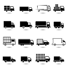vector set of different truck icons.
