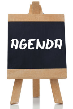 Agenda written in white
