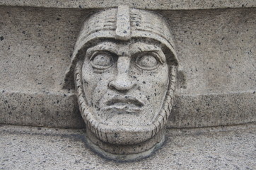 Ornamental man's head at the Town Hall gardens, Stockholm