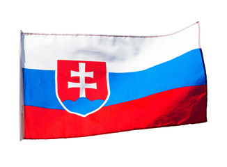 Slovakia flag in wind on a white background