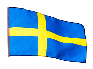 Swedish flag in wind on white background