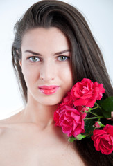 Fototapeta premium Girl with roses