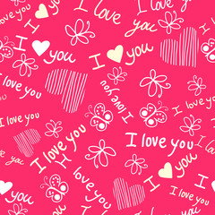 romantic seamless pattern with hearts
