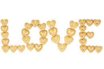 Bakery - Love biscuits - Isolated on white
