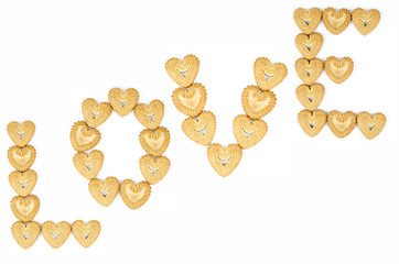 Bakery - Love biscuits - Isolated on white