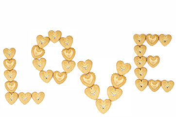 Bakery - Love biscuits - Isolated on white